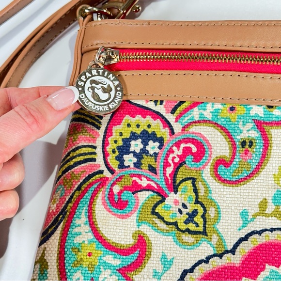 Spartina 449 Paisley Crossbody Canvas Leather Bag - Picture 5 of 15